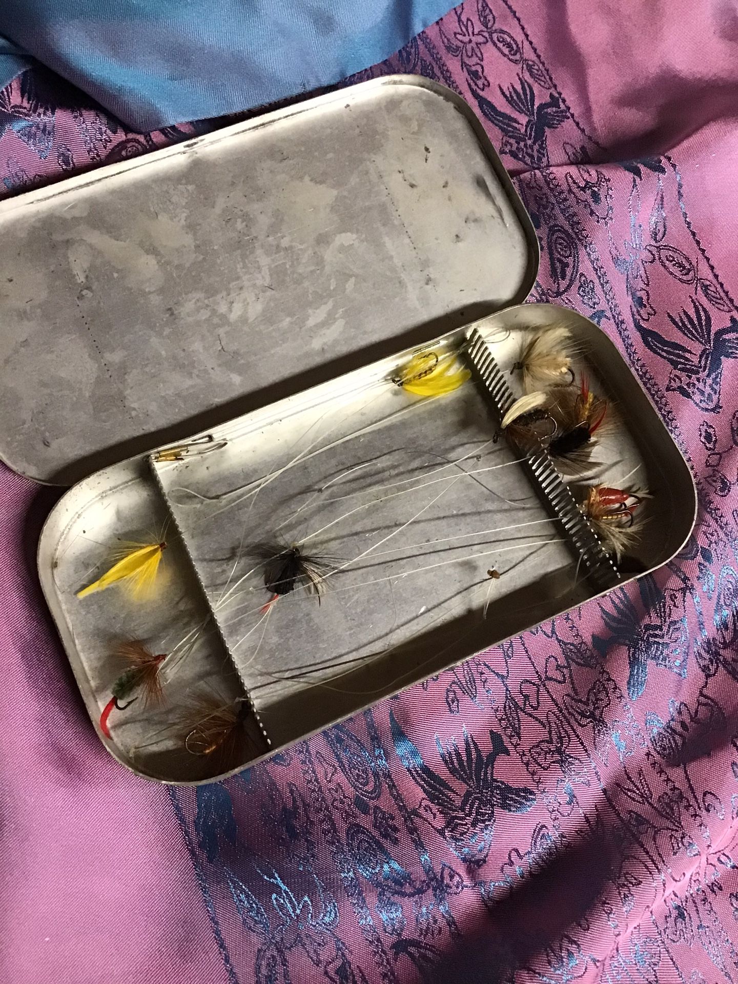 Antique Fishing Flys And Case