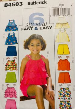 Vintage Butterick B4503 Top Skort Short  Set Sizes 2-5 Uncut