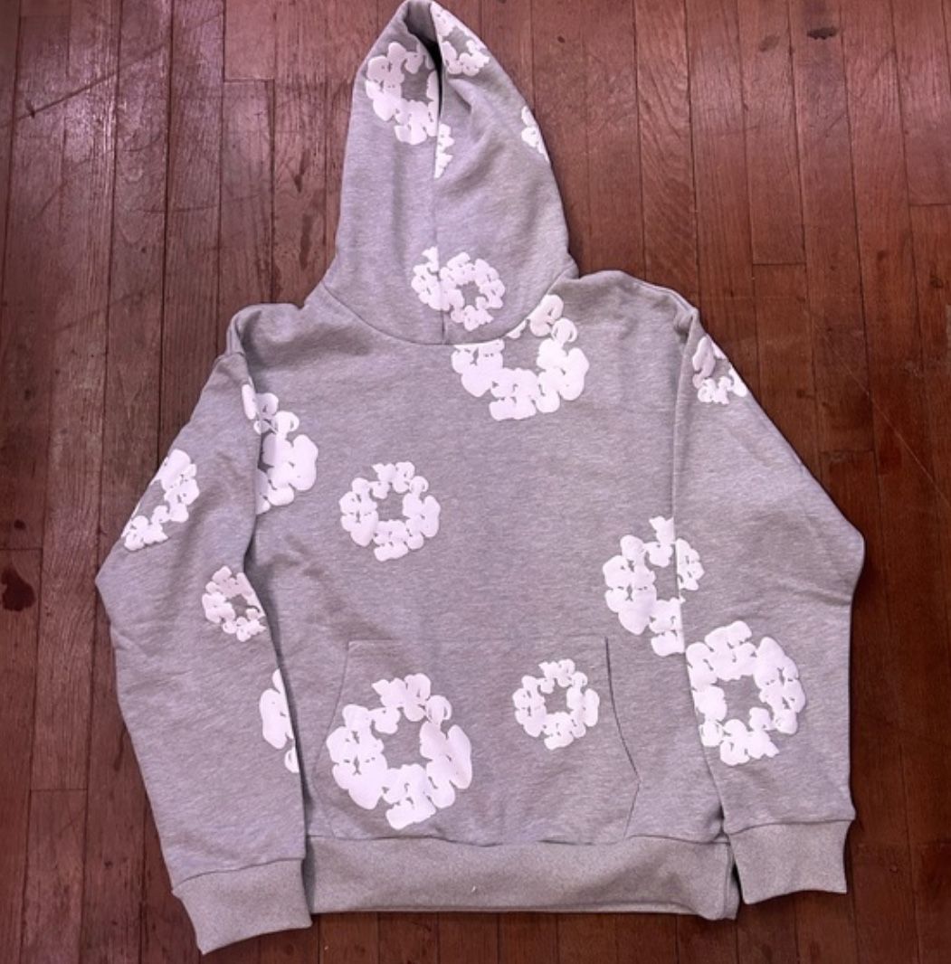 Brand new Denim Tears Grey Cotton Wreath Hoodie