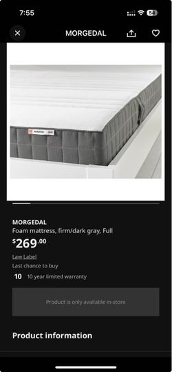 ikea MORGEDAL mattress full size