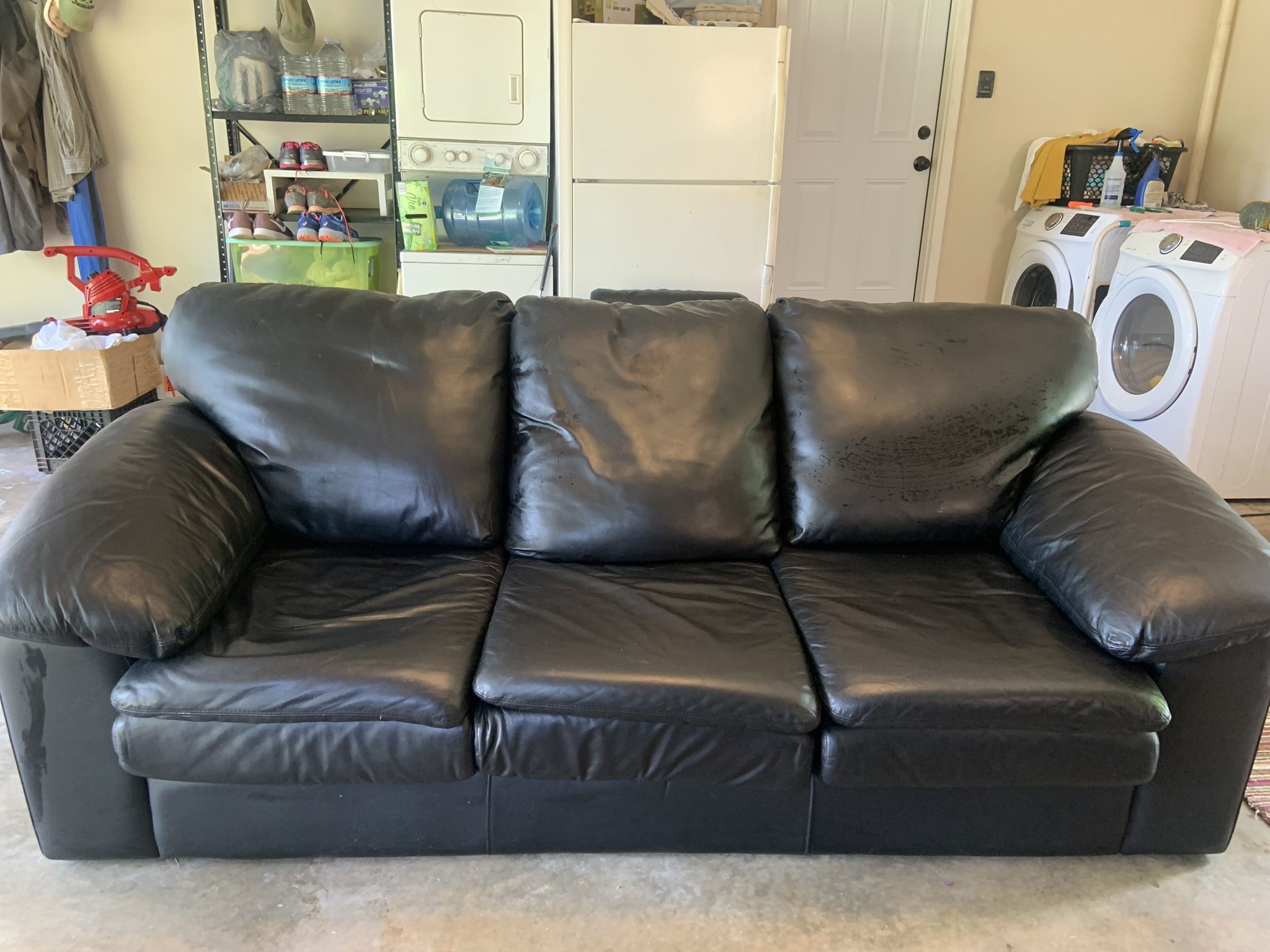 Black Leather Couch & Love Seat Set