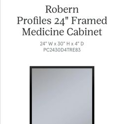 NEW Bath Bathroom Vanity Mirror Electric Option Right Hinge Robern Profiles 24" Framed Medicine Cabinet PC2430D4TRE83 24" W x 30" H x 4" D