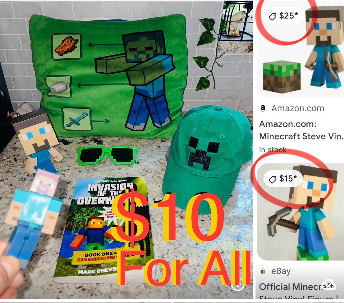 $10 Bundle of Minecraft Figures and Book all included in great condition