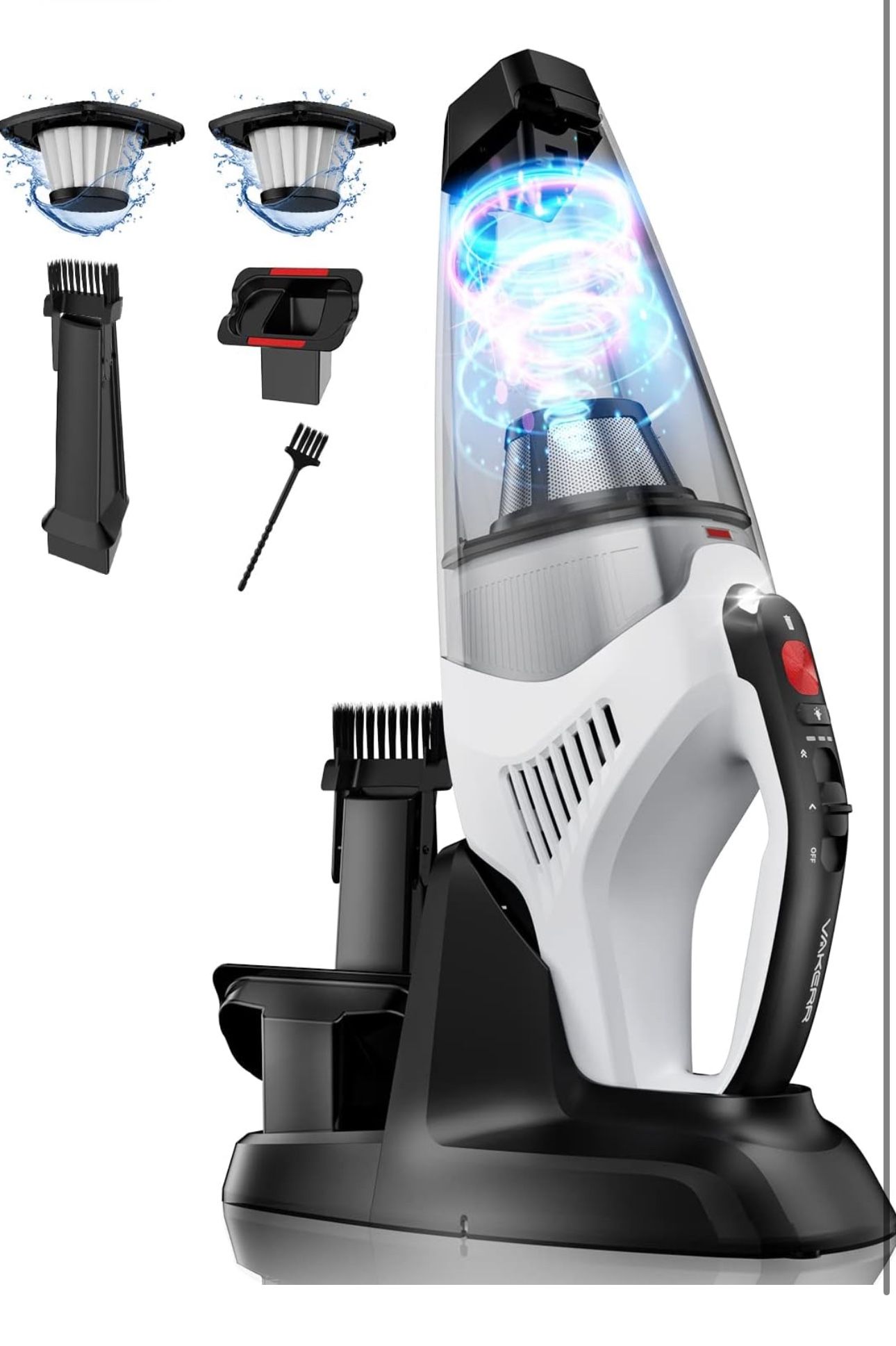 VAKERR Handheld Vacuum Cordless 15000PA Car Vacuum with 45 Mins Runtime 2H Fast Charge with LED Hand Vacuum Cleaner Detachable Battery Hand Held Va