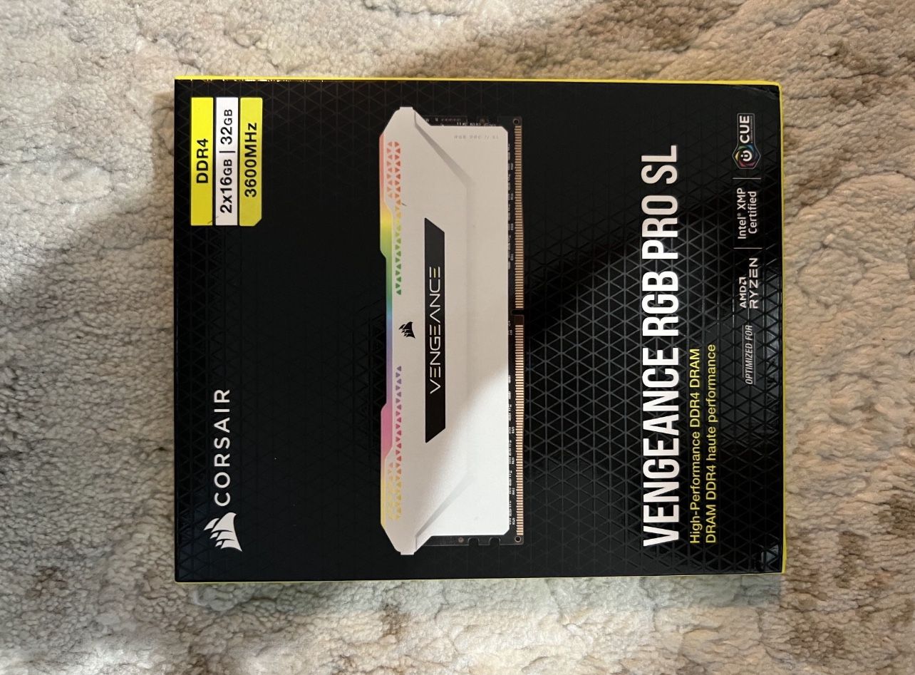 VENGEANCE RGB PRO SL 32GB (2x16GB) DDR4 DRAM 3600MHz C18 Memory Kit – White