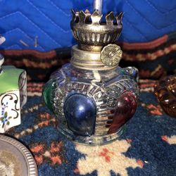 Vintage Miniature Glass Oil Lamp
