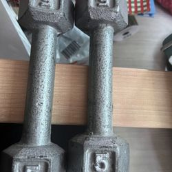 Metal 5 Pound Dumbbells