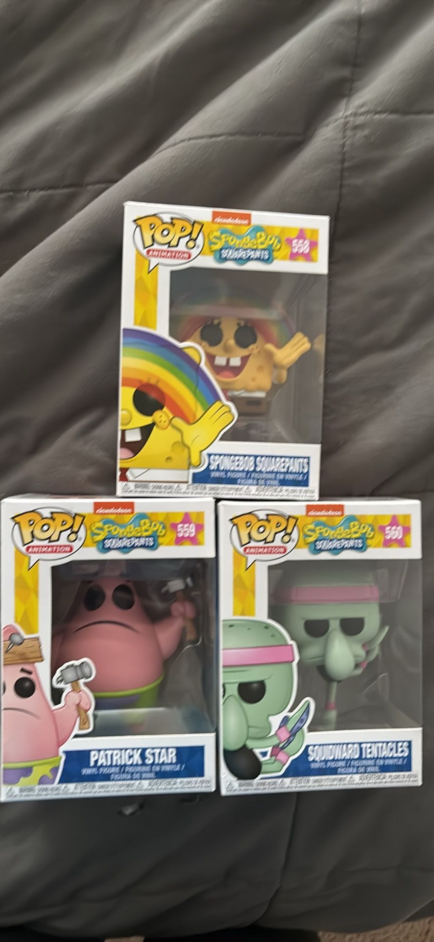 Funko pop Spongebob #558 Patrick Star #559 and Squidward Tentacles #560 (bundle)