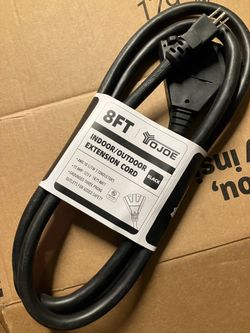 8 ft, Gauge 10, 3-Outlets, 10/3 SJTW Outdoor Extension Cord, Heavy Duty,15A 125V 1875W, Black