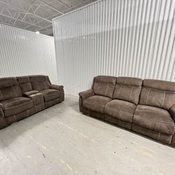 Microfiber Reclinable Set (sofa & Loveseat) Free Delivery
