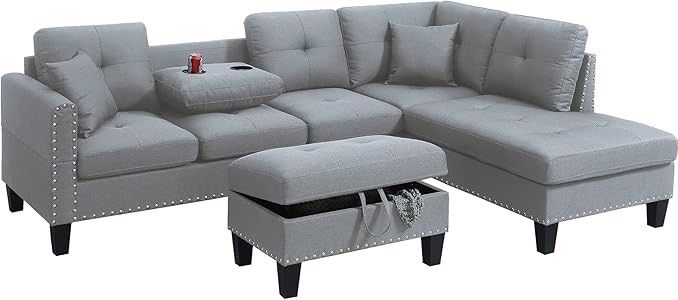 Sectional With Ottoman Grey New