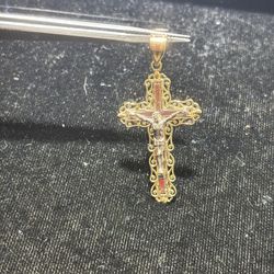 14k Tri Color Crucifix 
