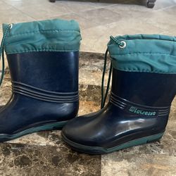Unisex Boy Girl Rubber Rain Boots Size Youth 12 Navy Teal 