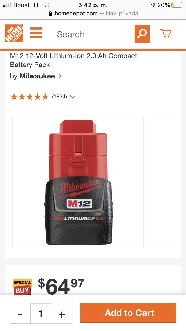 Milwaukee Battery 2.0 M-12