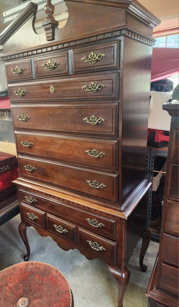 Cherry Bedroom Furniture, Maple Curio, Print and Fancy Ottoman