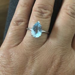 Sky Blue Topaz Solitaire Set In Sterling Silver