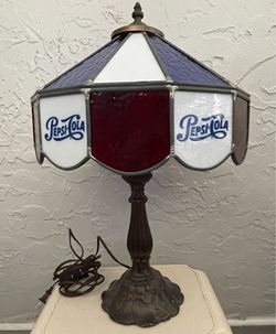 Pepsi-Cola Stained Glass Panel Table Lamp