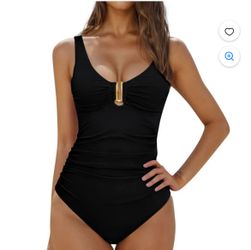 SALE!!Moocorvic One Piece Swimsuit Women Tummy Control Backless Strap Bikini (Black,L