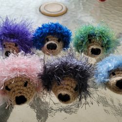 cute funny hand crocheted hedgehogs that fit in the palm of your hand.  $4 each