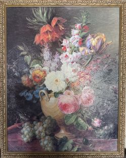 Original Frames Still Life with Flowers and Grapes, 1824
