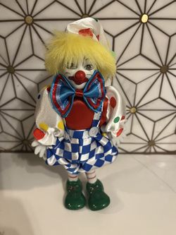 Vintage Porcelain Clown Figure From Spain Weird Clown