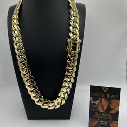 20mm Miami Cuban Link Gold Plated Chain Necklace 18k & 14k Crab Old School Regular Lock 