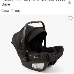 Nuna Pippa Infant Car Seat With Relx Base, Great Condition!