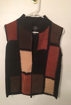 Vintage Leather Patched Sweater Vest