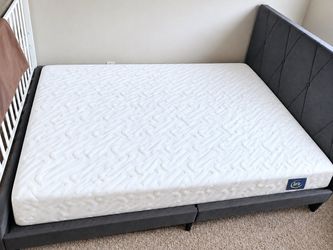 Serta Mattress & Modern Black Bed Frame with Headboard