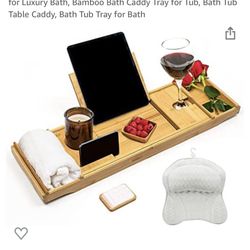 SMIRLY Bamboo Bathtub Tray Expandable: Bamboo Bath Tray for Tub with Book Stand, Bamboo Bathtub Caddy Tray for Luxury Bath, Bamboo Bath Caddy Tray for