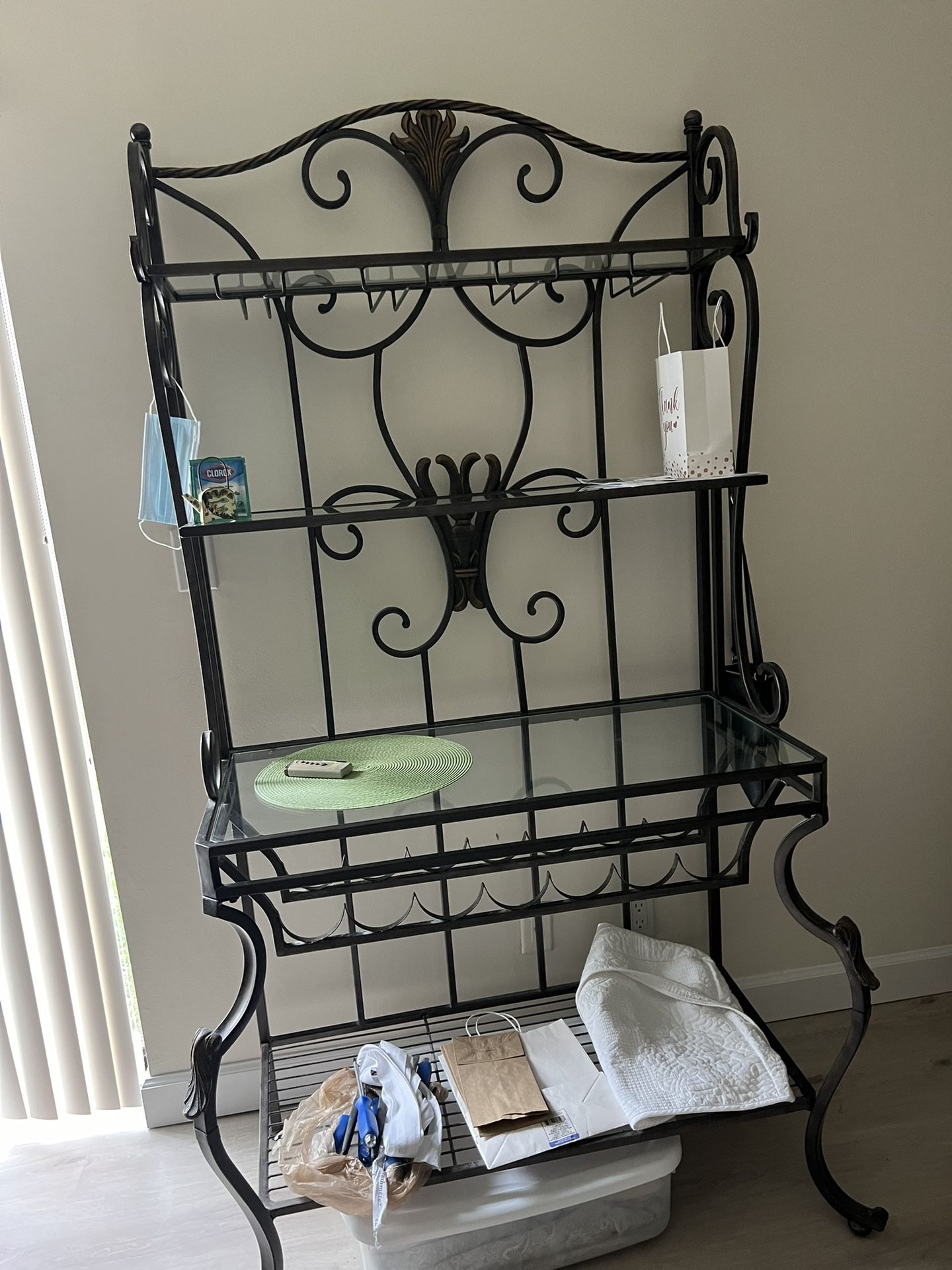 Wine Rack Bakers Rack Glass Shelves 