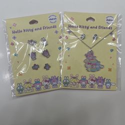 Hello Kitty Set Of 2 Earrings & Necklace 