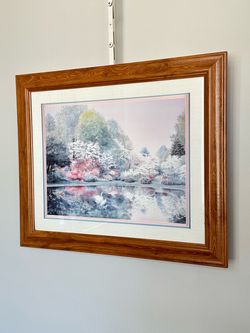 Colorful Swans In Lake Wall Art Decor 23.5”x19.5”