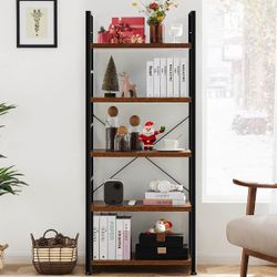 5-Tier Bookcase - Tall Bookshelf Modern Book Case for Books, Garage Kit, CDs, Movies, for Bedroom Home Office Kitchen Living Room
