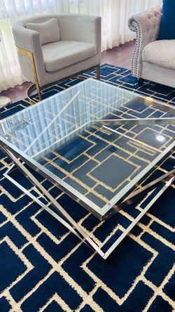 Silver/ Glass Square coffee table