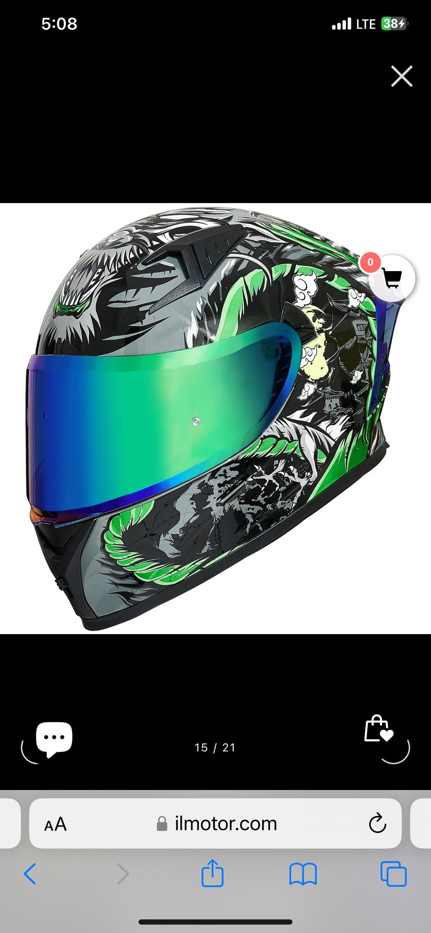 ILM Green Dragon Full face Helmet With Cardo