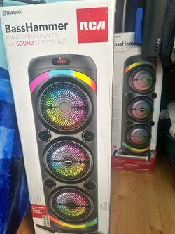 NEW RCA BassHammer Bluetooth Party Speakers (2-Pack Bundle) | LED Lights + Mic Included