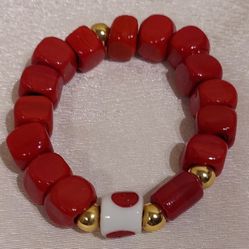 RED NATURAL STONE BRACELET 