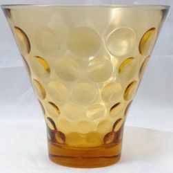 Honey Amber Glass Bubble Dot Vase Fenton