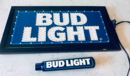 Bud Light LED Sign and Beer Tap Handle