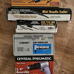 Central Pneumatic Air Tools- Body Saw, Scaler, File, Nibler, Drill - NEW IN BOX