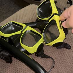 2pc Tempered deepblue Dual Lens Universal Fit Adult Dive Mask with an Easy Swivel Buckle System made in USA