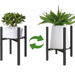 YFEEN Plant Pot Holder Adjustable Plant Stand( 8 to 11IN) Metal Mid Century Modern Pot Plant Stand Indoor Outdoor Pot Stand (15.5inches in Height) wit