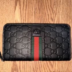 GUCCI Guccissima Signature Web Black Leather Women’s Wallet