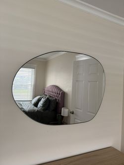 Zara Home Large Asymmetrical Wall Mirror | Organic Shape | Black Frame