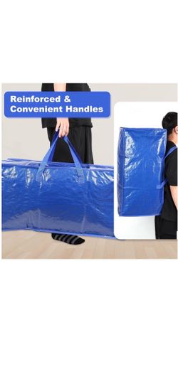 Blue Moving Bags - Extra Large Heavy Duty Storage Bags With Zipper & Reinforce Handles | 29x14x13 Inch Moving Tote Bags For Clothing, Shoes, Travel ne