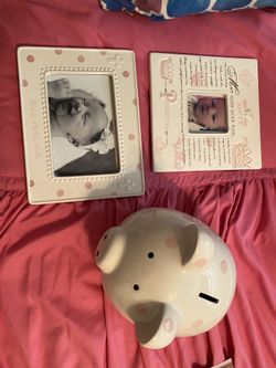 Piggy bank and two frames
