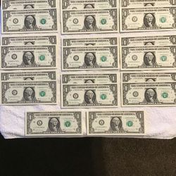 2017 One $ Bills 0 Through  9