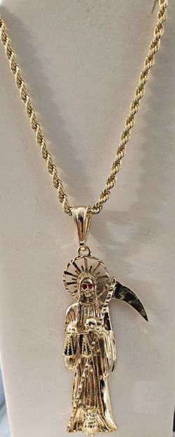 Santa Muerte Gold Plated Necklace