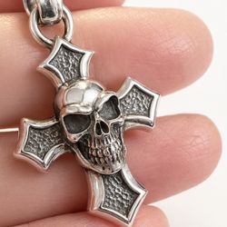 925 Sterling Silver Skull Cross Pendant – Solid Silver, Local Pickup $25